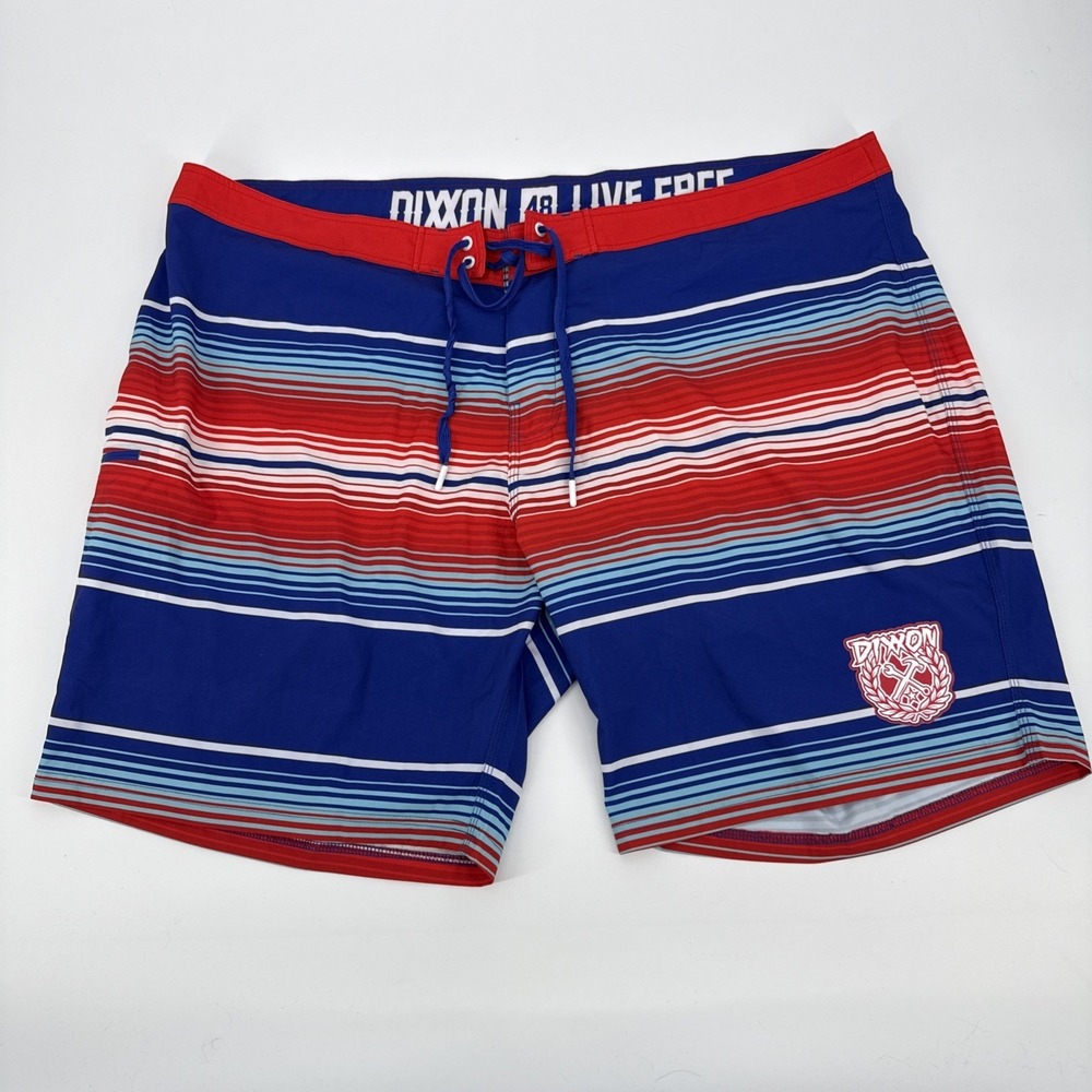 Dixxon Board Serape Mens 48 Red White Blue Patriotic Swim Trunks AOP Boardshorts